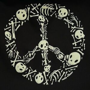 Vada Winter Skeleton Peace Sign Graphic cropped top pull hoodie